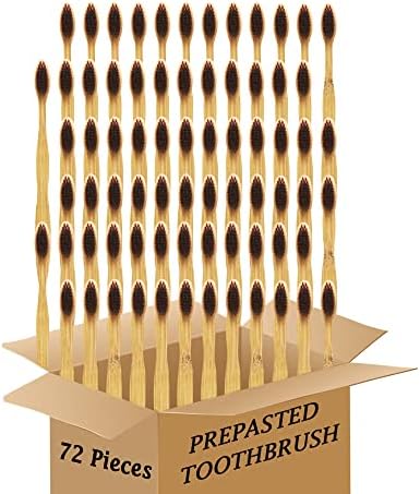 Bamboo Toothbrush Prepasted Disposable Toothbrsuh Soft Bristles Prepasted Toothbrush,Disposable Toothbrsuh (72 Pieces Brown) by Unknown