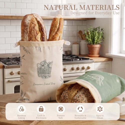 Beeswax Sourdough Bread Bags for Homemade Bread, XL Reusable Bags, 2 Pack - Image 6