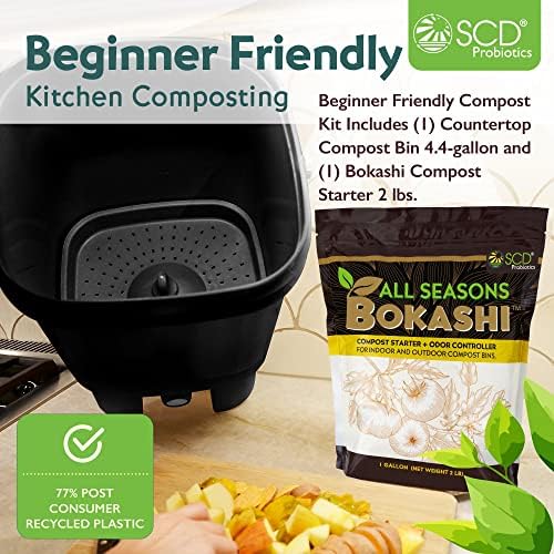 All Seasons Indoor Compost Kit, 4.4 Gal Black Organko Bin Plus 2 lb Bokashi - Image 2