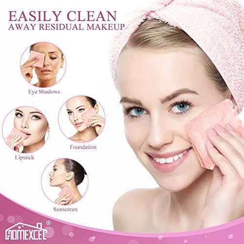 HOMEXCEL Premium Makeup Remover Cloth 48 Pack, Reusable Super Soft 7 x 7 Inch Facial Cleansing Cloths with Just Water, Highly Absorbent Microfiber Coral Velvet Face Towels Washcloths - Image 3