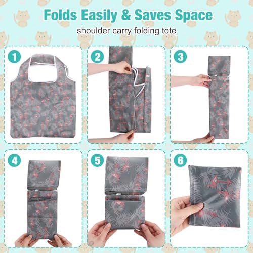 Eccliy 24 Pcs Reusable Grocery Bags Shopping Bags Foldable, Animal Design - Image 4
