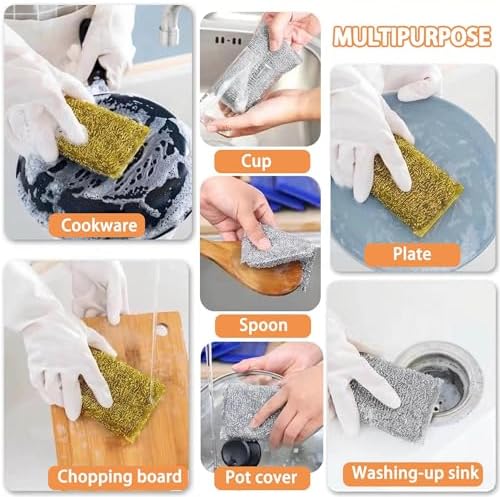 Dish Sponges Kitchen Scrubber - 6 Pack Non Scratch Steel Wool Scrubber Esponjas para Lavar Platos Multipurpose Thickened Sponges for Cleaning Dishes, Pans, Pots - Image 6