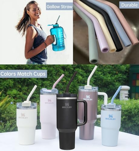 Pastel Color 14” Extra Long Silicone Replacement Straw for 40 oz Stanley Cup, Reusable Flexible Tall Giant Big Drinking Straw for Quencher Tumbler,1Gallon/64 oz Water Bottle,Hydro Jug-6 pack - Image 6