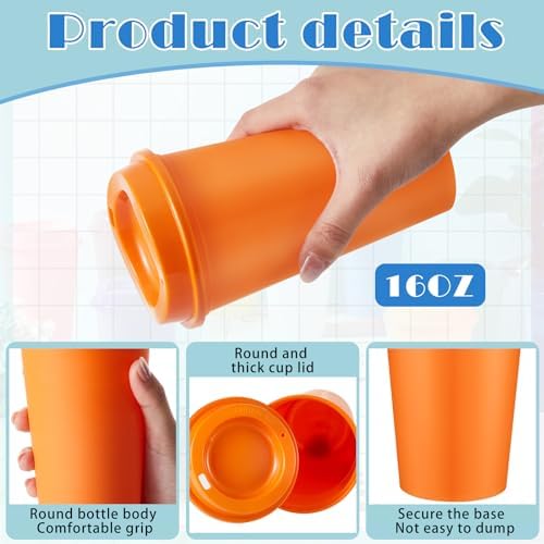 FillTouch 36 Pcs 16 oz Reusable Coffee Cups with Lids, Bright Colors - Image 3