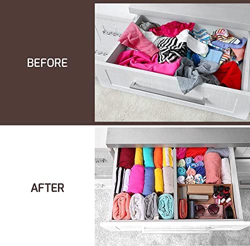 Bambüsi Bamboo Drawer Dividers 6 Pack - Deep Drawer Organizer, Adjustable 16 to 22 Inch Expandable Dividers, 2.6 Inch High Wood Separators for Kitchen, Clothes, Bedroom, Bathroom, Office - Grey - Image 3