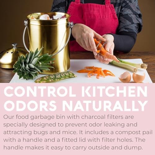 Epica Kitchen Compost Bin for Kicthen Countertops, 1.3 Galllon - Gold - Image 5