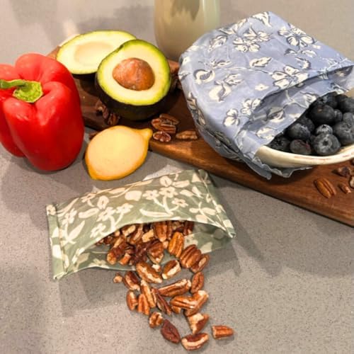 Beeswax Food Wraps 3 Pack (S, M, L) | Reusable, Organic, Plastic-Free Storage (White, Blue, Green - Beige Packaging) - Image 5