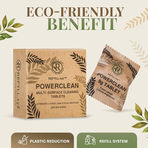 Cleaning Tablets for Spray Bottle Multi Surface Cleaner Refill Pods Eco Friendly Non Toxic Lemon Scent Plant Based (4 Pack) - Image 3