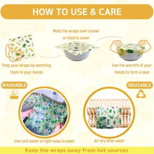 Reusable Beeswax Wrap - 9 Pack Beeswax Wraps for Food, Eco-Friendly Beeswax Food Wraps, Bread Sandwich Wrapper - Organic, Sustainable, Zero Waste, Reusable Plastic-Free Food Wrap, 1XL, 3M, 5S - Image 4