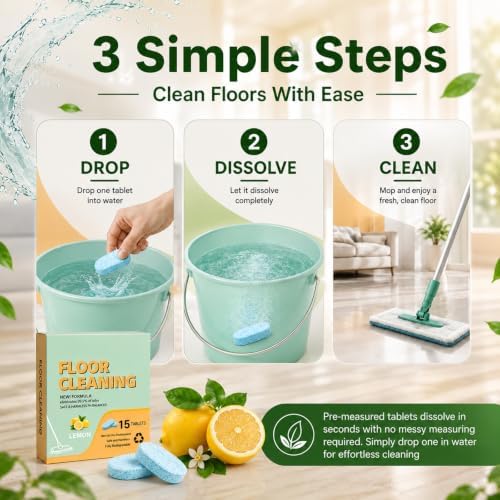 Floor Cleaning Solution Tablets, Lemon Scent,30Count,for Tile and Vinyl - Image 5