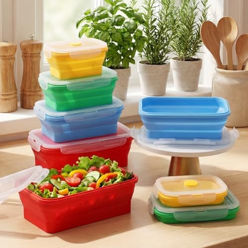 Mifoci 8 Sets of Silicone Collapsible Bowls, Vibrant Color, Assorted Sizes - Image 5