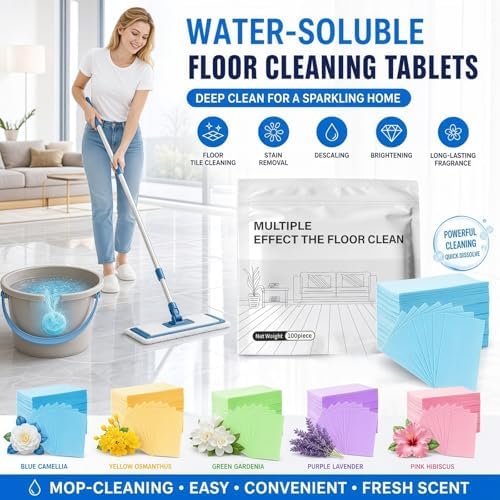 Multi-Surface Floor Cleaning Tablets – Concentrated Dissolvable Cleaner for Hardwood, Tile, Laminate & More – Heavy Duty Deodorizing, Streak-Free Shine – No Harsh Chemicals (100pcs, Camellia) - Image 2