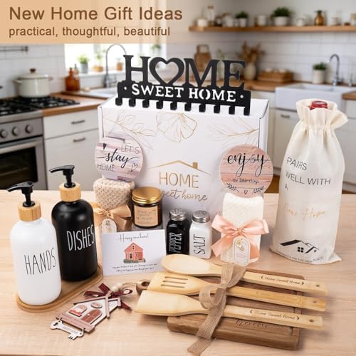 House Warming Gifts New Home, 19pcs New Home Gift Basket For Homeowners, Couple Women Neighbor - Includes Decoration, Kitchenware, Towel, Greeting Card, First Time Home Buyer Gift, Housewarming Gifts - Image 2