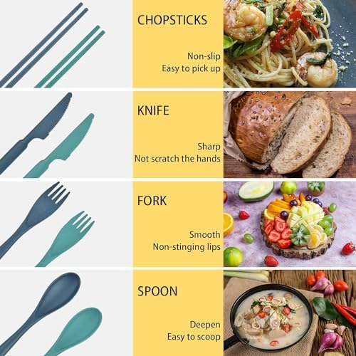 2 Sets Reusable Utensils Set with Case, Standard Travel Cutlery Set - Image 2