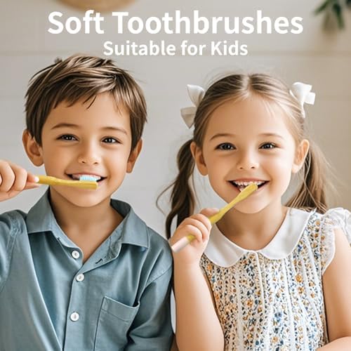 GENKENT 8 Counts Kids Bamboo Toothbrushes BPA Free Soft Bristles Travel Tooth Brush Natural Charcoal Toothbrush - Image 4