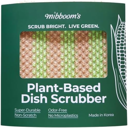 mibboom's Dish Scrubbers – Non-Scratch, Reusable Kitchen Sponges for All-Purpose Cleaning, Made in Korea, 4 Pack (7.6 x 7.4 in) by Unknown
