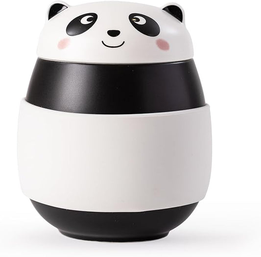 14.8oz Cute Panda Ceramic Mug with Lid & Heat-Resistant Silicone Sleeve – 1340℃ High-Fire Hand Warmer Coffee Cup, Lead-Free & Microwave Safe, Great Gift for Cold Days
