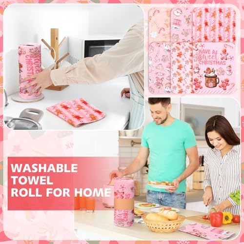 36 Pack Reusable Kitchen Cloths Cotton Towels, Pink Gingerbread - Image 6