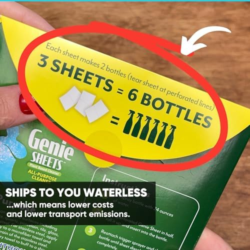 Genie Sheets All Purpose Cleaner | Concentrate Makes 6 24oz Refills | Professional-Strength | Just Add Water | Sustainable Eco-Friendly Plant-Based Solution | 6 Sheets - Image 4