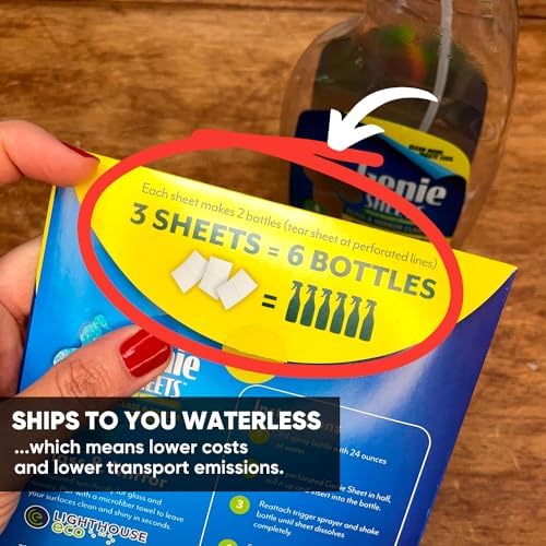 Genie Sheets All Purpose, Glass and Bathroom Cleaners Combo Pack | Concentrate Makes 6 24oz Bottles | Professional-Strength | Just Add Water | Eco-Friendly Plant-Based | 6 Sheets - Image 4