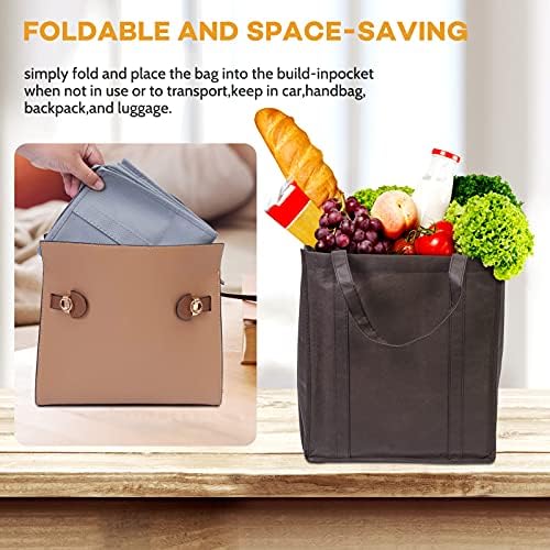 JERIA 24-Pack Reusable Grocery Bags，Large Washable Foldable Shopping Bags，Heavy Duty Tote Bags with Reinforced Handles - Image 6