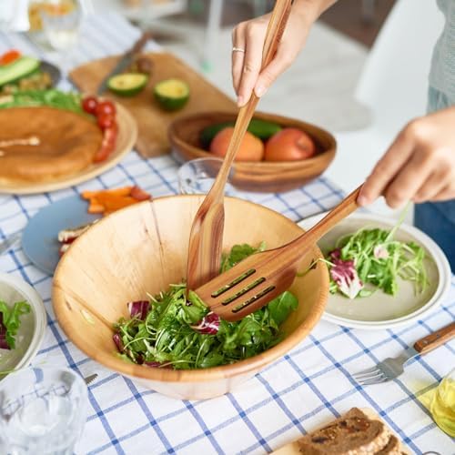 Mooues Wooden Spoons for Cooking, Wooden Utensils for Cooking Natural Teak Wooden Kitchen Utensils Set Comfort Grip (10 PCS SET) - Image 5