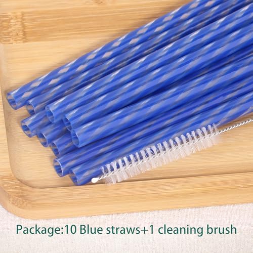 Dakoufish Replacement Straws for StanleylOwalalHydro Jug 40oz 30oz Tumbler,10 Pack 12 Inch Blue Reusable Straws With Cleaning Brush For Stanley Simple Modern Cup,Dishwasher Safe. - Image 6