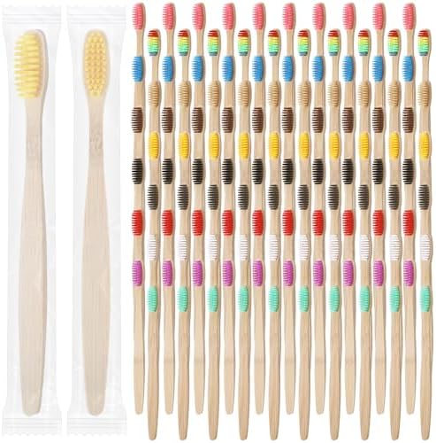 120 Pcs Bamboo Toothbrushes, Soft Bristle Toothbrush for Adults, Eco Friendly Natural Wooden Toothbrushes, Vegan Organic Bamboo Travel Tooth Brush, Individually Wrapped, 7 Inch 12 Color by Unknown