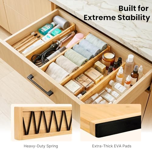 4 Pack 2.36" Bamboo Drawer Dividers, 17-22" Expandable Kitchen Organizers - Image 4