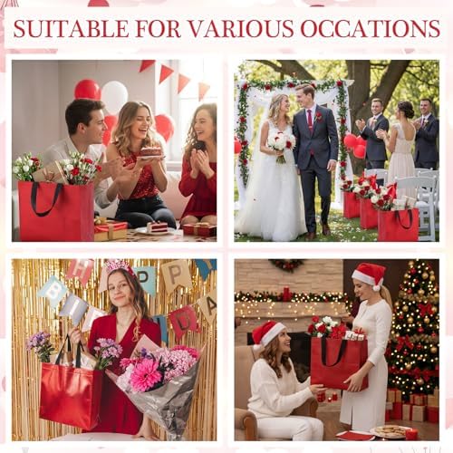 Eccliy 80 Pcs Reusable Gift Bags, Large, Red - Image 6