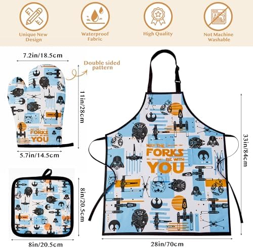 Star Gifts for Women,Home Decor,Kitchen Utensils Set,Wooden Cooking Spoons with Apron Oven Mitt Potholder for Fans,Best Birthday Wedding and Housewarming Christmas Presents 9 pcs - Image 3