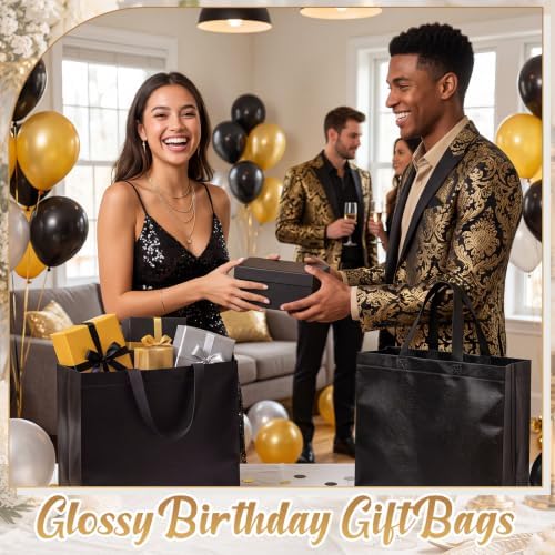 Eccliy 80 Pcs Reusable Gift Bags, Large, Black White - Image 5