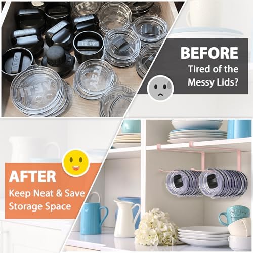 2 Pack Tumbler Lid Organizer, Versatile Tumbler Storage Holds 20 Lids Pink - Image 5
