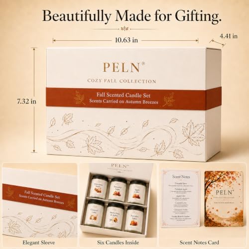 PELN Fall Scented Candles, 6 Pack Soy Candles for Home, Autumn Gift Set - Image 7
