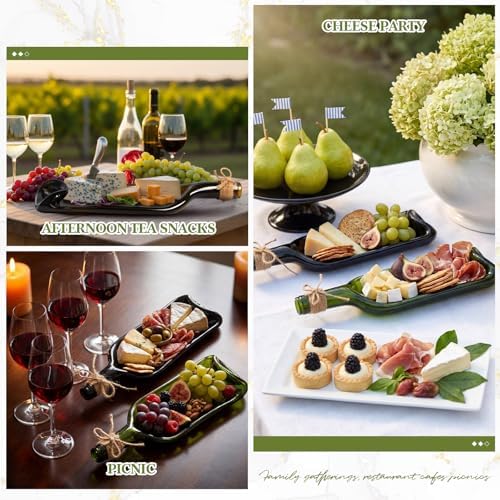 Bokon 2 Pcs Wine Gifts Melted Serving Tray, Green, Brown, Wine Bottle - Image 5
