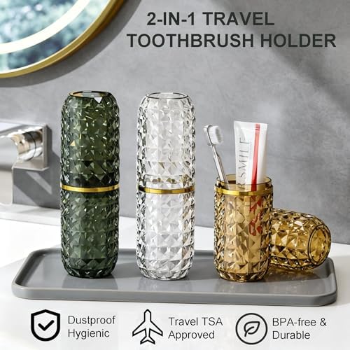 Travel Toothbrush and Toothpaste Case: 2 in 1 Toothbrush Travel Case with Rinse Cups, Dustproof Toothbrush Holder for Traveling, Camping, School Dorm, Office, Gym, Business Trip - Image 2