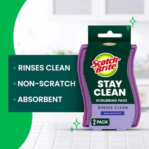 Scotch-Brite Clean & Rinse Non-Scratch Scrub Sponges – Dual-Sided Scrubber with Cloth Side for Wiping, Rinses Clean – 8 Sponges (4 Packs of 2) for Dishes, Countertops, Appliances & More - Image 2