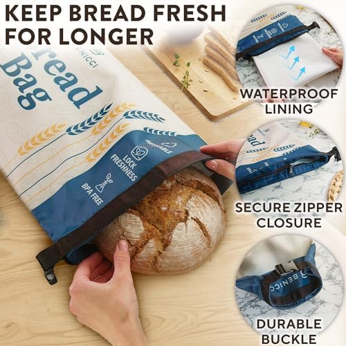 Reusable Bread Bags for Homemade Bread 2 Pack, Freezer Safe Sourdough Bag - Image 5