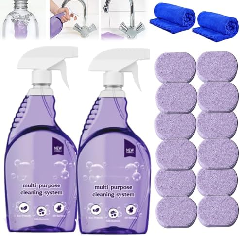 Clean Spray Cleaner for Ovens - Multipurpose Foam Cleaning System - Spray Oven Cleaner, All-Purpose Cleaner with Concentrated Cleaning Tablets, Multi-surface Cleaning Tablets (2Bottle+18pcs Tablets) by Jonissi