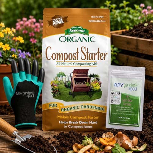 Espoma Compost Starter, Natural & Organic Composting Aid with My Garden Pool Soil PH Test Strips and Gardening Claw Gloves 4 LBS - Image 2