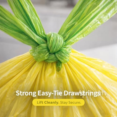 13 Gallon Biodegradable Trash Bags with Drawstring, 75 Count – 1.4 Mil Thick Plant Based Tall Kitchen Garbage Bags with Convenient Tear-free Dispensing, Heavy Duty Leak Resistant Green Garbage Liners - Image 4