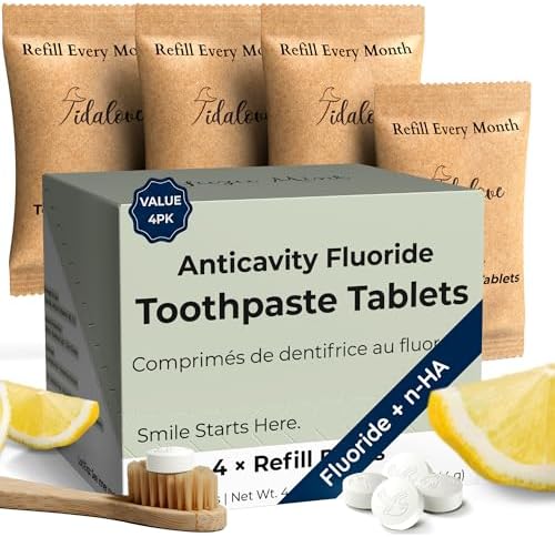 Fluoride Toothpaste Tablets with nHAp, Yuzu Mint, 4-Month Refill by Tidalove