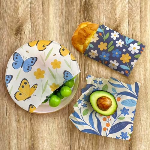 Beeswax Food Wrap, Butterfly, Floral & Leaves Wrap, 9 Pack Eco-Friendly Beeswax Wraps For Food, Organic, Sustainable, Biodegradable, Zero Waste, Plastic-Free Food Storage, 1XL, 3M, 5S - Image 7