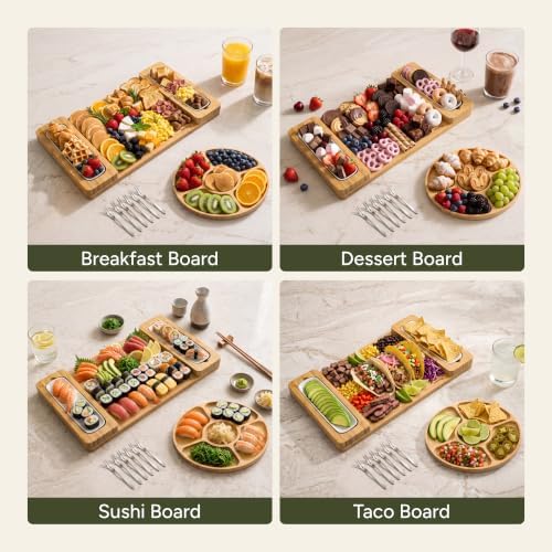 SMIRLY Bamboo Charcuterie Board Set with Serving Accessories - Image 4