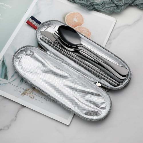 DEVICO Travel Utensils with Case, 5 Piece Portable Silverware Set for Work - Image 3