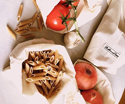 Organic Cotton Mesh Produce Bags Set of 6 (3 Large, 3 X-Large), Reusable Drawstring Grocery Bags for Fruits, Vegetables, Onion, Potato & Garlic Storage, Washable Farmers Market Kitchen Organizer - Image 3