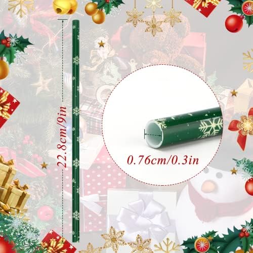 JANYUN 40 Pieces Christmas Straws, BPA-Free 9" Printing Hard Platic Xmas Reusable Drinking Straws for Family or Party Favors Supplies Cleaning Brush Included - Image 2
