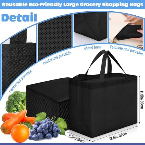 Windyun Reusable Grocery Bags Non Woven with Handles - Image 2