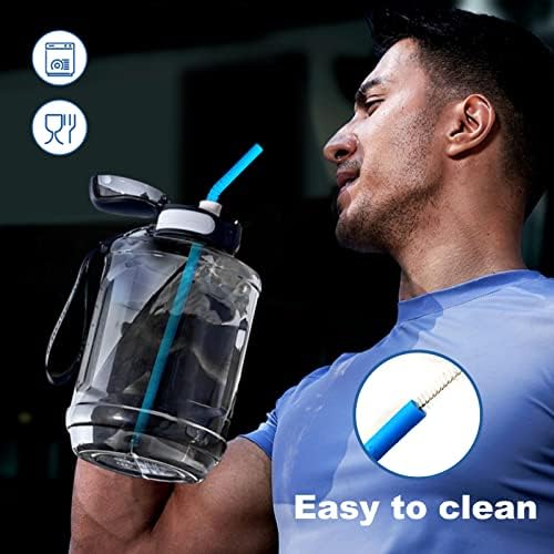 WALFOS 14.5 inch Extra Long Reusable Silicone Straws, Big Sizes Flexible Bendable Straws for 1/Half Gallon Large Water Bottles, 128 75 64 40 OZ Tumbler with Cleaning Brush (6-Pack) - Image 6