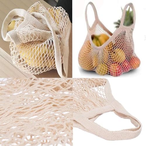 Set of 8 Reusable Organic Cotton Produce Bags, Mesh Grocery Cotton String Bag Net Shopping Mesh Bags – total 8 PCS(2pcs for each size) (8) - Image 6